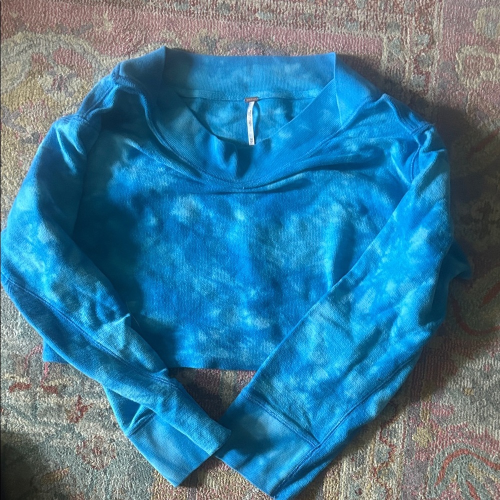 Free people Blue Tie-Dye Long Sleeve Women's Top boat neck